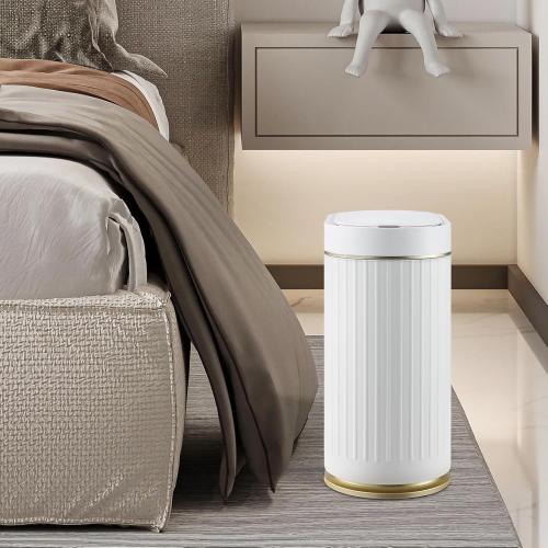 Bathroom Trash Can with Lid Automatic 2 Gallon Motion Sensor Garbage Bin, 7.5 Liter Smart Trash Bin Bathroom Decor, Plastic Garbage Can, Narrow Trash Can for Bedroom, Office, Living Room
