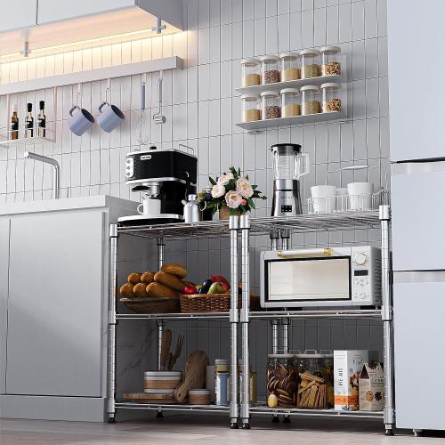 450 lbs Wire Storage Shelving 3-Tier Utility Shelving Unit Steel Organizer Wire Rack for Home,Kitchen,Office,Chrome(11.8 D x 17.7 W x 26.3 H)