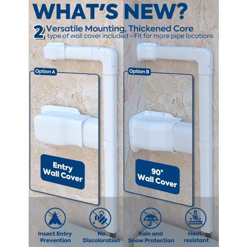 Mini Split Line Set Cover: 4 17Ft Line Set Cover Kit for Minisplit with Flexible Duct, Decorative Lineset Hide Cover Kit for Air Conditioner, HVAC, Heat Pumps, Central AC Pipe, White