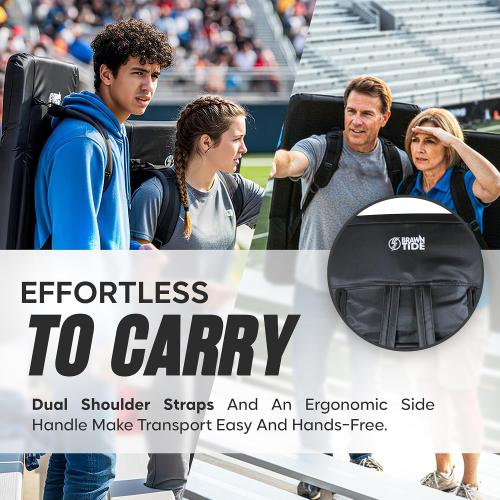 BRAWNTIDE Stadium Seat for Bleachers with Back Support - Wide Padded Reclining Bleacher Seat, Portable Folding Stadium Chair with Armrests, Hooks, Straps, Cup Holders & Pockets (Black, 21, 2 Pack)