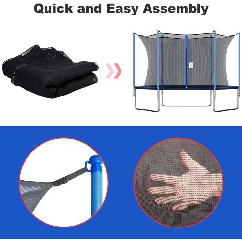 Trampoline Net Replacement for Straight Pole,12ft 13ft 14ft 15ft Round Frame Safety Enclosure Net UV-Resistant Weather-Resistant Breathable Durable Net with Adjustable Straps(Net Only)