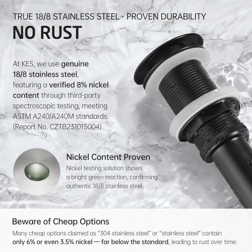 KES Bathroom Sink Drain Without Overflow Vessel