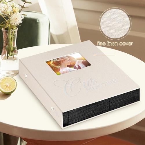Lanpn Photo Albums 4x6 1000 Pockets Slip in, OURMEMORIES Extra Big Large Capacity Linen Hardcover Window Photo Book Photobook Holds 1000 horizontal Vertical Photos (Beige)