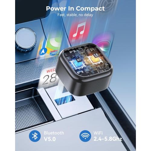 Wireless CarPlay Adapter, Convert Wired to Wireless, 2-in-1 CarPlay & Android Auto, Mini Plug & Play, Fast Auto-Connect & No Latency, USB/USB-C for Cars with Built-in CarPlay & iOS 10 /Android 11