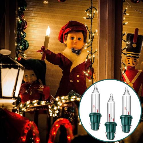 Mudder 60Count 2.5V Christmas 50/100/150/200 Count Mini Incandescent Wire String Lights Replacement Bulbs Indoor/Outdoor Christmas Lights Decor for Home Xmas Tree (Green Base with Warm White Bulb)