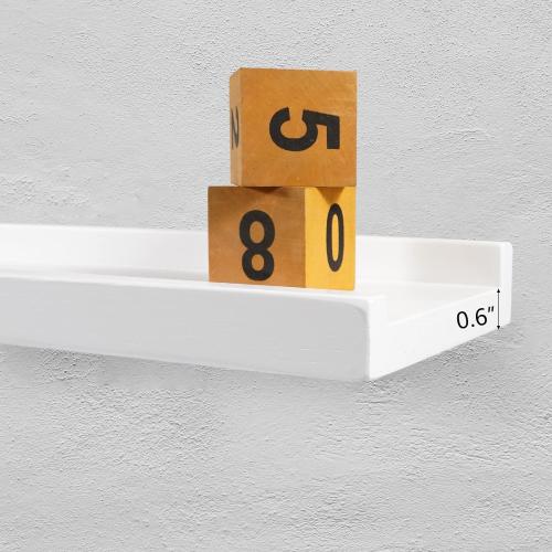 20 * 4 * 1.5 White Floating Shelves Wall Mounted 20 Inch, Solid Oak Wood Shelf for Decor and Storage, Picture Ledge for Bedroom Bathroom Living Room Kitchen, 20 * 4 * 1.5, 1 Pack