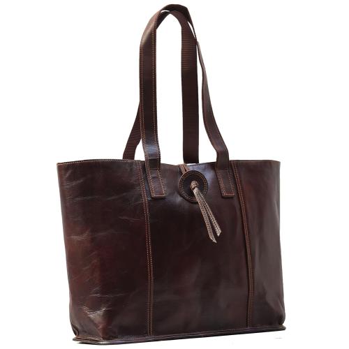 PASCADO Large Vintage leather everyday shopper tote bag for women | brown carryall purse