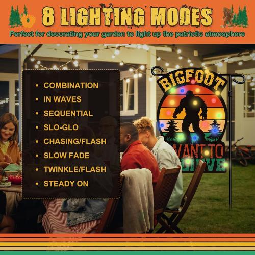 Solar Powered LED Bigfoot Garden Flag Double Side Outdoor Bigfoot I Want to Believe Yard Flag for Outdoor Patio Lawn Home Porch Decor