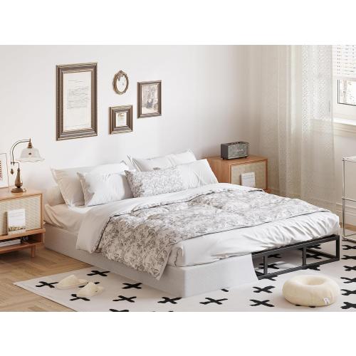 Box Spring Queen 5 inch only Low Profile Heavy Duty Metal Mattress Foundation Max Weight Capacity Strong Steel Structure Quiet Simple Assembly Extra-Strong Support No Noise Easy to Clean (MISSING BOLT)