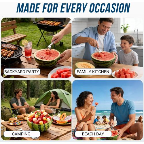 Watermelon Cutter Slicer,2-in-1 Stainless Steel Fruit Fork for Home Kitchen