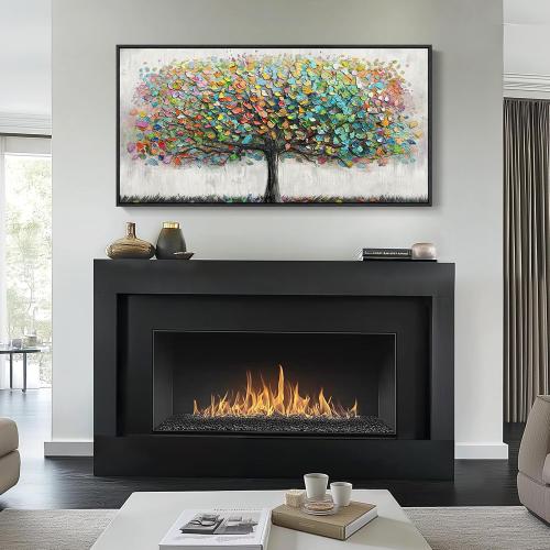 Large Framed Tree of Life Colorful Wall Art, Modern Canvas Prints Paintings Artwork for Walls, Bright Big Tree Pictures for Living Room Fireplace Dining Room Bedroom Office Wall Decor 30x60 Inch