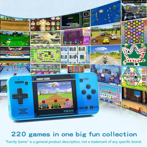 Handheld Game for Kids -Preloaded 220 Retro Video Games, Portable Gaming Player with Rechargeable Battery 3.0 LCD Screen, Mini Arcade Electronic Toy Gifts for Boys Girls (Blue)