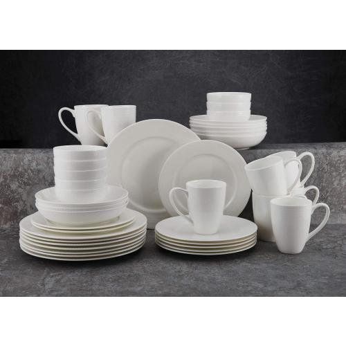 Mikasa Annabelle Bone China Dinnerware Set, 40-Piece Service for 8, White Hobnail Detail, Dinner Plates, Salad Plates, Bowls and Mugs, Dishwasher and Microwave Safe‼️light dirt and incomplete‼️