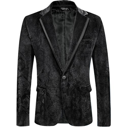 COOFANDY Men's Velvet Blazer One Button Velour Tuxedo Jacket Notched Lapel Suit Jackets with vest and pants  for Prom Wedding Party Dinner Size medium 3 pieces