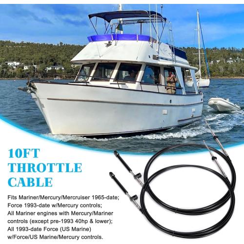2pcs Gen1/Gen2 Boat Throttle and Shift Cables Compatible with Mercury MerCruiser Marine Force Outboard Engine, Replace CC179xx/CC189xx