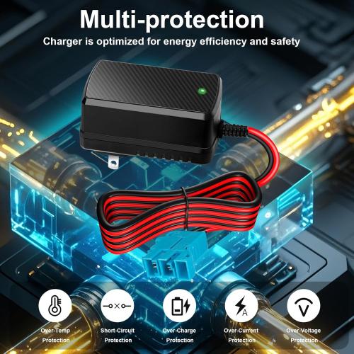 12V Battery Charger for Peg-Perego Ride-On Toys Compatible with John Deere Ground Force Tractor, John Deere Gator XUV Polaris RZR 900 Powered Ride On Car Toys