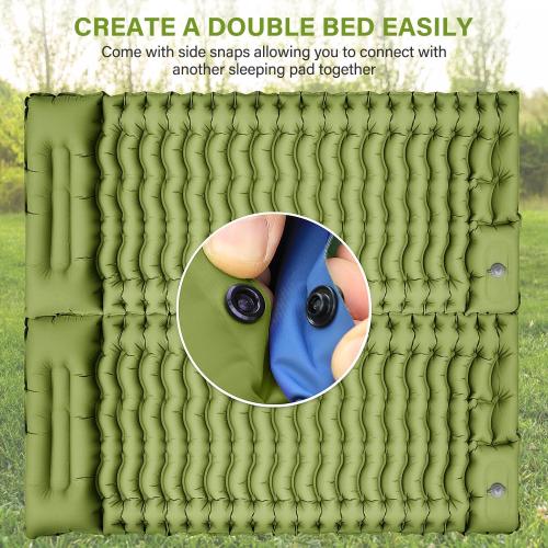 Camping Sleeping Pad, Ultralight Camping Mat with Pillow, Built-in Foot Pump Inflatable Sleeping Pads Compact for Camping Backpacking Hiking Traveling Tent,Single,Green