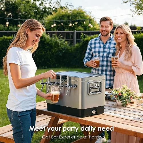 Stainless Steel Draft Beer Jockey Box Cooler with 4 Taps