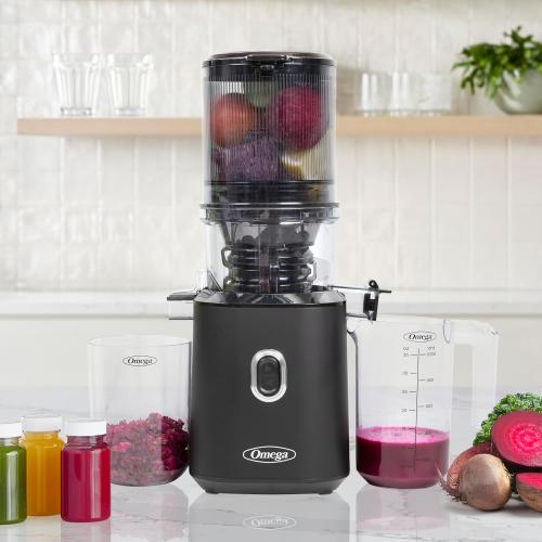 Omega Cold Press Juicer – Slow Masticating Hands Free Juicer Machine for Vegetables and Fruits with Wide Mouth Hopper for Whole Recipe Batch Juicing, Time Saving Series, Easy to Clean, 150-Watt Motor