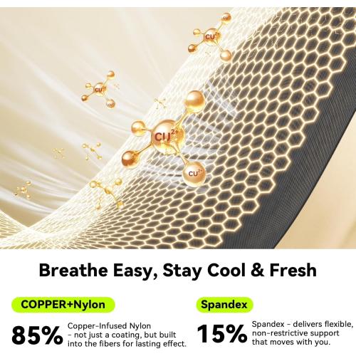 All-Around Copper Arthritis Gloves, Carpal Tunnel Pain Relief Gloves, Breathable & Anti-Slip Hand Compression Gloves for Rheumatoid, Tendonitis, Swelling, Fingerless Gloves Fit Men & Women 9.4-10.1