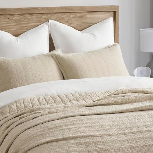 EVERGRACEHOME Stonewashed Cotton Quilt  Ultra Soft Oversized Bedspread Coverlet , Lightweight Crinkle Box  for All Season,
