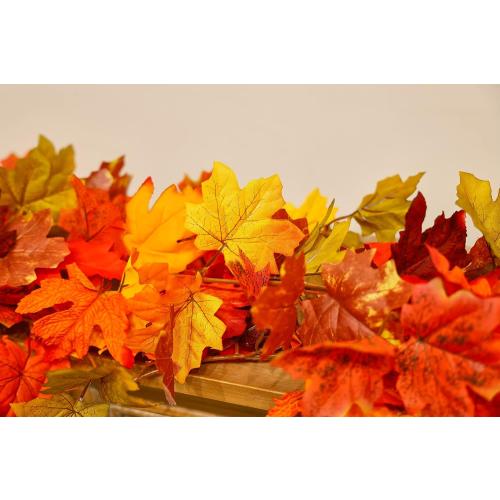 6PCS Fall Maple Leaves Garland, Party Joy 5.6Ft Artificial Maple Leaf Autumn Garland Hanging Fall Vines Table Decorations Front Door Fall Decor Thanksgiving Decorations Decor Outside Indoor Decor