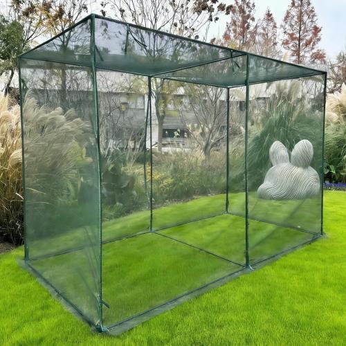 Ezlaino Crop Cages for Garden 8' L x 4' W x 6' H, Crop Cage Plant Protection Tent, Durable Two-strand Woven PE Net with Zippered Door, Powder-coated Steel Pipe, Crop Cages for Raised Garden Bed, Green