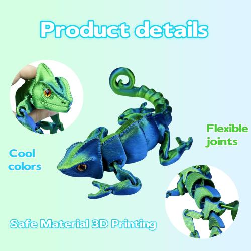 3D Printed Animals - Articulated Chameleon Toys, Flexible Animals Toy Statue,Movable Joints,Fidget Toys, Desk Home Office Decor, Birthday Halloween