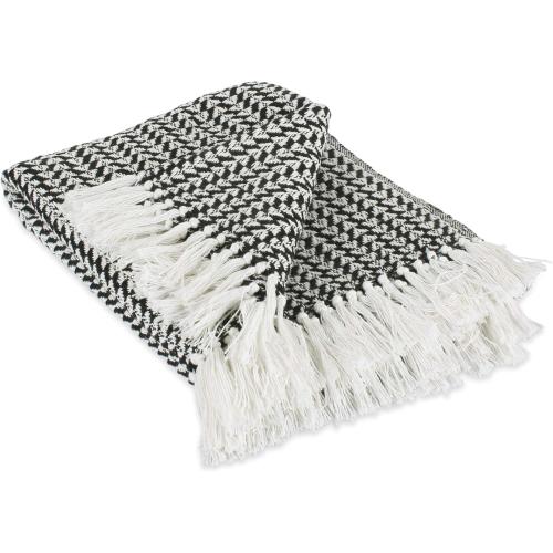 DII Arrowhead Woven Throw, with 3 Fringe, Black, 1 Piece