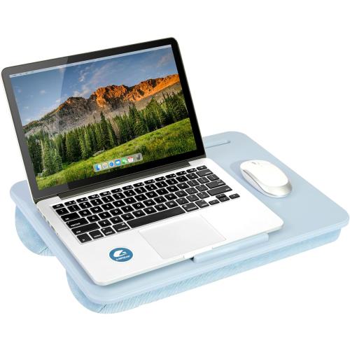 LAPGEAR Original Lap Desk – Large (17.9” x 13”) | Fits Up to 17.3” Laptops | Cushioned with Device Ledge, Pencil Tray & Handle | Portable & Lightweight | Sky Blue – Style No. 45153