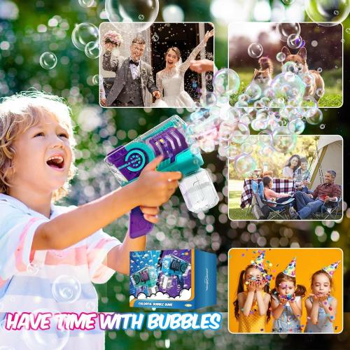 Eaglestone Bubble Gun for Kids 2 Packs, Automatic Bubble Machine, 10-Hole Bubbles Wands Blaster for Toddlers with LED Lights & Solution, Easter, Party Favor, Outdoor Toys for Boys & Girls