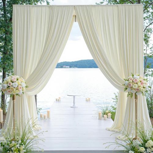 60×12ft Wrinkle Free Ivory Backdrop Curtain for Wedding Parties, 12 Panels 5×12ft Long Soft Silky Polyester Backdrop Drapes Cream Photo Back Drop Curtains for Party Photography Background Cloth