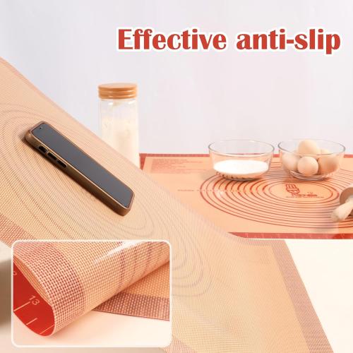 Non-slip Silicone Pastry Mat Extra Large Measurements 28''x 20'' Baking Mat | Silicone Baking Mat Counter Dough Rolling Oven Liner Fondant / Pie Crust Sourdough Bread Supplies - Folksy Super Kitchen Red