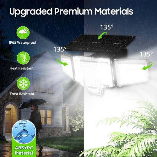 Solar Flood Lights,4000LM 366LED Dual Motion Sensor Outdoor Lights