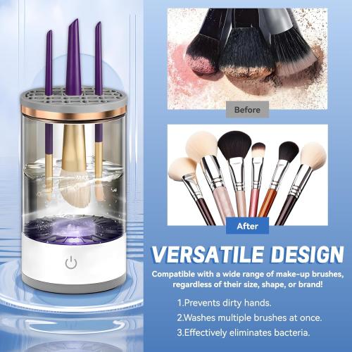 Electric Makeup Brush Cleaner - Portable Compact Design for Travel Home Use - Professional Makeup Brush Cleaning Machine - Automatic Makeup Brush Cleaner