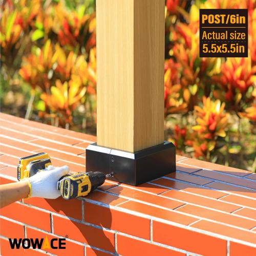 8Pcs 6(Actual 5.5x5.5) Aluminium Deck Post Base Cover, for Handrail, Stail, Porch Deck Railing Base Post Covers