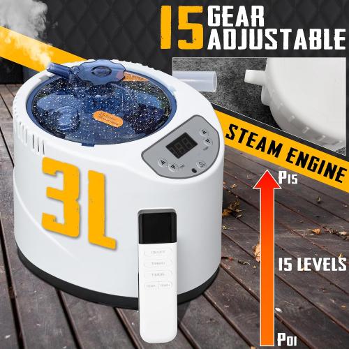Large Portable Sauna Box, 3L Steamer Portable Steam Sauna for Home, Personal Sauna with Big Sauna Chair, Remote Control, 3.2’ x 3.2’ x 6.0’, Black, 1200W