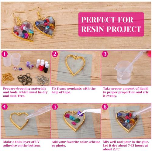 Shynek 50Pcs Hollow Frame Pendants - Resin Craft Bezels Jewelry Molds for Necklaces and Earrings Making Supplies