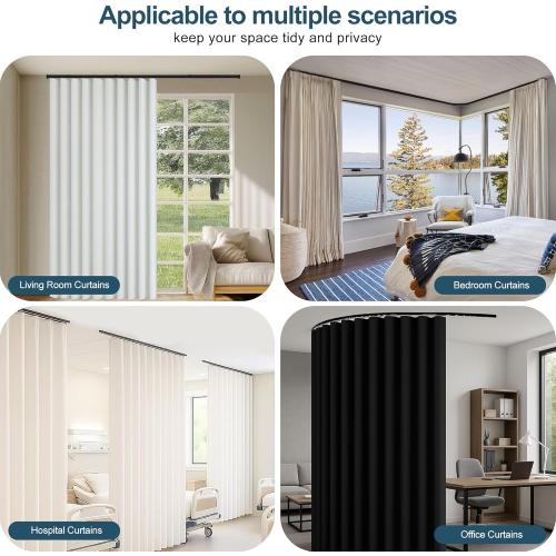 MaKefeile Flexible Ceiling Curtains Track, Bendable Ceiling Mount Curtain Track for Room Divider, Aluminum Curtain Tracks Rail with Hooks Set for Window RV Shower Privacy Outdoor Hospital, Black 3-9ft