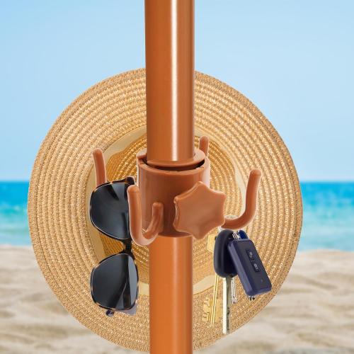 Brown Natural 6.5ft Hula Tahtched Tiki Patio Umbrella, Beach Umbrella Hawaiian Style with Hanging Hook and Tilt Design, 8 Ribs with Carry Bag for Outdoor Tiki Bar, Tropical Palapa, Garden, Pool, Natural