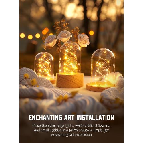 Minetom Solar String Lights for Outside, 33Ft 100 LED Outdoor Solar Fairy Lights, 8 Modes Balcony Lights for Tree Patio Christmas Party Wedding Decor (Warm White)