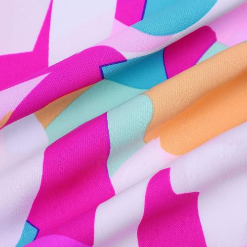 Size XL Women's Personalized Abstract Non Positioning Print Set Head Ruffle Short Sleeve Tunic