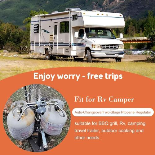 15 Inch RV Propane Hose Replacement with Gauge, 2 Pack - Stainless Steel Braided Hose for RV Two-Stage Regulator - 1/4 Male NPT & QCC1 Inlet, 350PSI