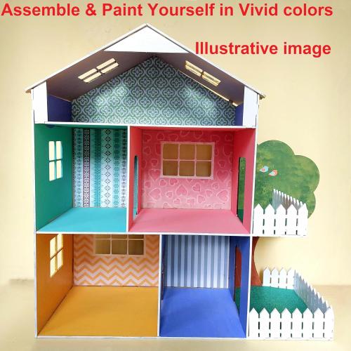 StonKraft Wooden 3D Puzzle Doll House - Home Decor, Construction Toy, Modeling Kit, School Project - Easy to Assemble (Doll House with Furniture)