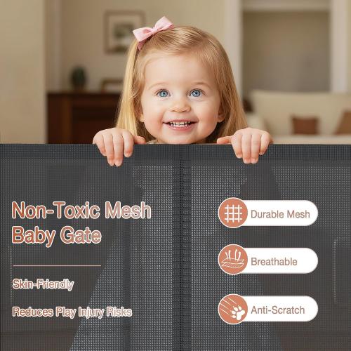 Upgraded 120 inch Retractable Baby Gates Extra Wide with Reinforced Strip Design, Mesh Saftey Gate for Pets, 42 Extra Tall Retractable Gates, 10 FT Retractable Dog Gate for Indoor/Outdoor