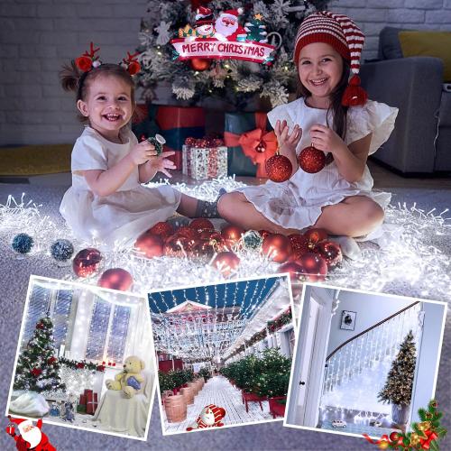 JMEXSUSS 66ft 200 LED White Christmas Lights Indoor Outdoor, Connectable String Twinkle Lights Outdoor Clear Wire Plug in for Bedroom House Fireplace Christmas Tree Decoration