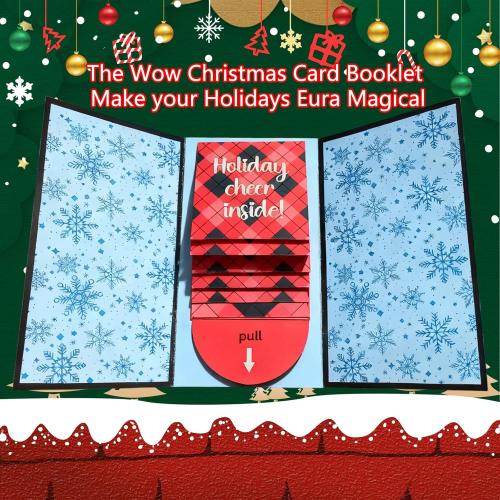 Handmade Waterfall Christmas Gift Card Booklet,Pull-out Design Merry Christmas Gift Card Book,Xmas DIY Surprise Money Card Sleeve Book Holder,Xmas Party Supplies Gifts for Family Friends (2Pcs)