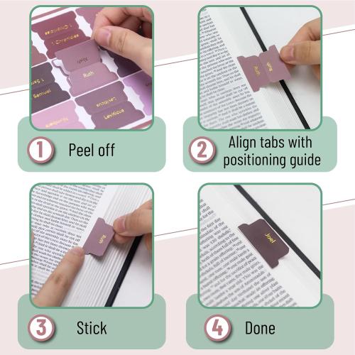 Mr. Pen- Bible Tabs, 75 pcs, Earth Tone, Gold Foil Embossed Lettering