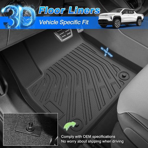 Cartist Floor Mats for Chevy Chevrolet Silverado EV RST/GMC Sierra EV Denali 2024 2025 2026 (Not for WT/LT), All Weather Floor Liners for Silverado Accessories, Heavy Duty TPE Car Mats
