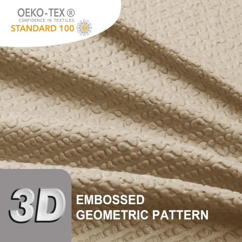 Shower Curtain, Embossed Textured Fabric Shower Curtain for Bathroom - Soft Cloth & Hotel Spa Luxury, Water Repellent, Machine Washable Shower Curtain